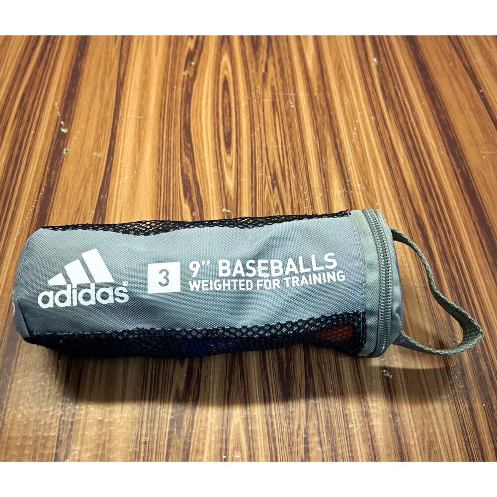 Adidas Weighted Training Baseballs 9in Set of 3 w/Carrying Bag Orange,Blue,Black